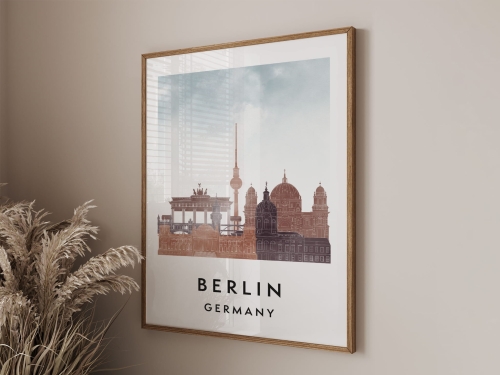 Plakat do salonu skylines Berlin stylu Watercolor/ Akwarelowym