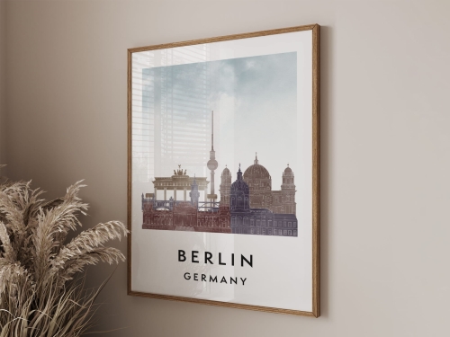 Plakat do salonu skylines Berlin stylu Watercolor/ Akwarelowym