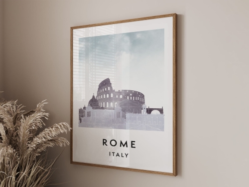 Plakat do salonu skylines Rome Rzym stylu Watercolor/ Akwarelowym