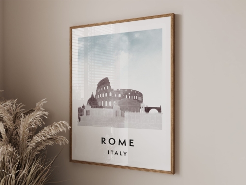 Plakat do salonu skylines Rome Rzym stylu Watercolor/ Akwarelowym