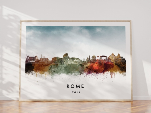 Plakat do salonu skylines Rome Rzym w stylu Watercolor/ Akwarelowym