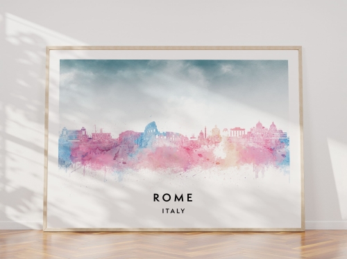 Plakat do salonu skylines Rome Rzym w stylu Watercolor/ Akwarelowym