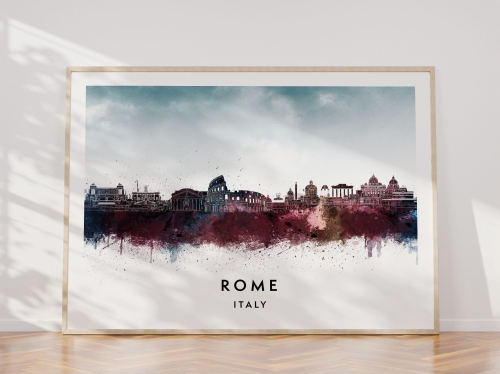 Plakat do salonu skylines Rome Rzym w stylu Watercolor/ Akwarelowym