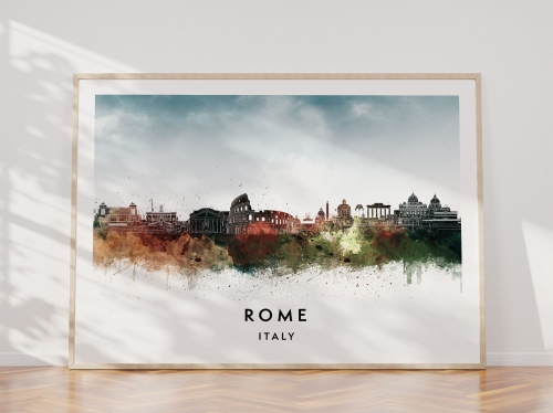 Plakat do salonu skylines Rome Rzym w stylu Watercolor/ Akwarelowym