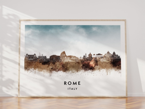 Plakat do salonu skylines Rome Rzym w stylu Watercolor/ Akwarelowym