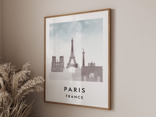 Plakat do salonu skylines Paryż Paris stylu Watercolor/ Akwarelowym