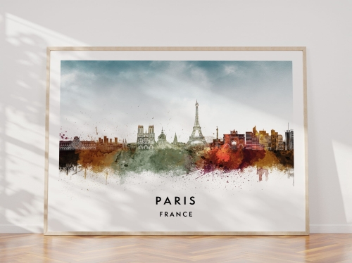 Plakat do salonu skylines Paryż Paris w stylu Watercolor/ Akwarelowym