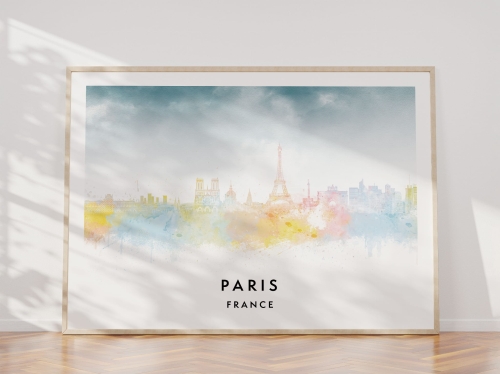Plakat do salonu skylines Paryż Paris w stylu Watercolor/ Akwarelowym