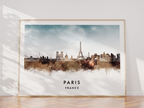 Plakat do salonu skylines Paryż Paris w stylu Watercolor/ Akwarelowym