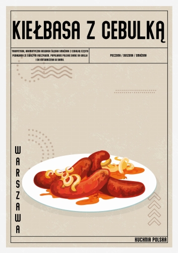 Plakat Kuchenny Kiełbasa z Cebulką Do Kuchni