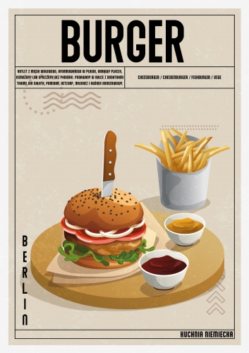 Plakat Kuchenny Burger Do Kuchni