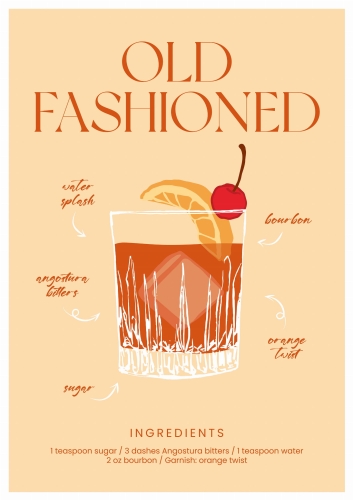 Plakat Cocktails drinki drinks Old Fashioned