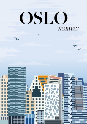 Plakat podróżniczy Oslo Norwegia