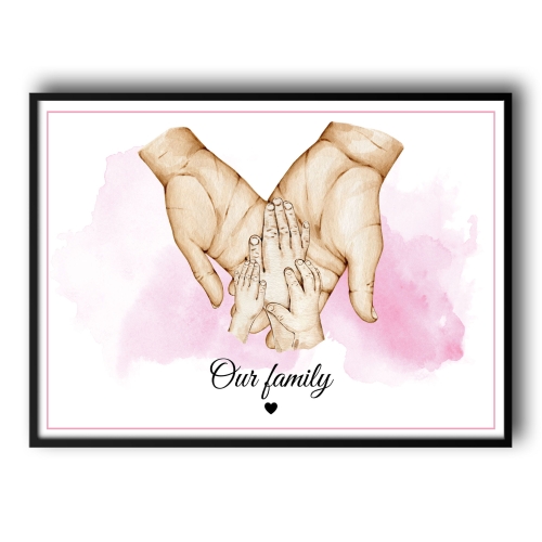 Personalizowany Plakat Dłonie- Rodzina