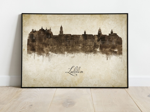 Plakat Skylines Lublin w stylu Vintage- Poziomy