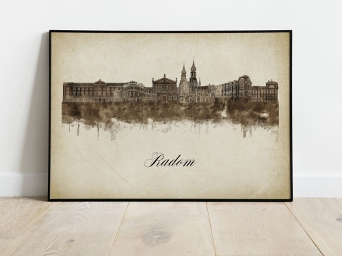 Plakat Skylines Radom w stylu Vintage- Poziomy