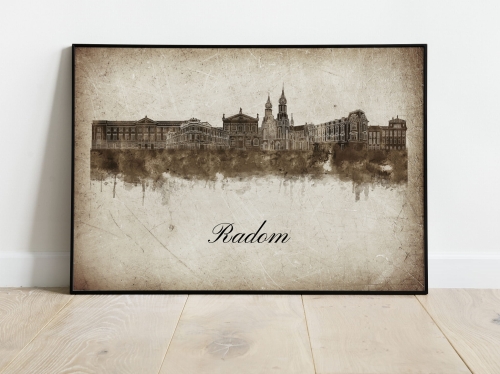 Plakat Skylines Radom w stylu Vintage- Poziomy