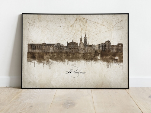 Plakat Skylines Radom w stylu Vintage- Poziomy