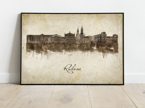 Plakat Skylines Radom w stylu Vintage- Poziomy