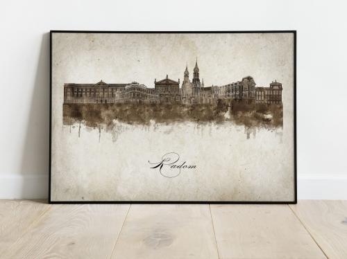 Plakat Skylines Radom w stylu Vintage- Poziomy