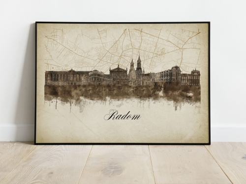Plakat Skylines Radom w stylu Vintage- Poziomy