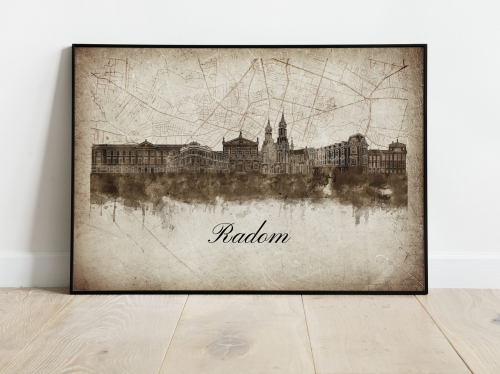 Plakat Skylines Radom w stylu Vintage- Poziomy