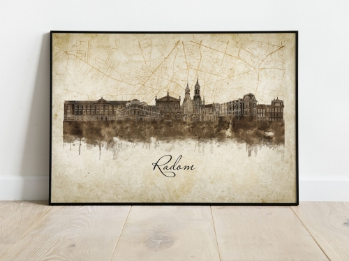 Plakat Skylines Radom w stylu Vintage- Poziomy
