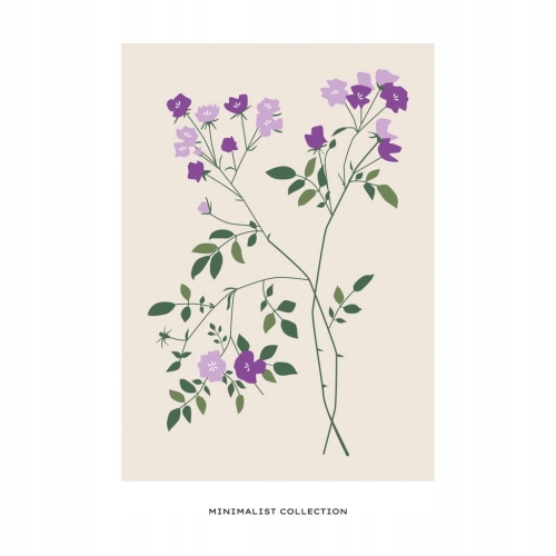 Plakat botaniczny kwiaty rośliny natura