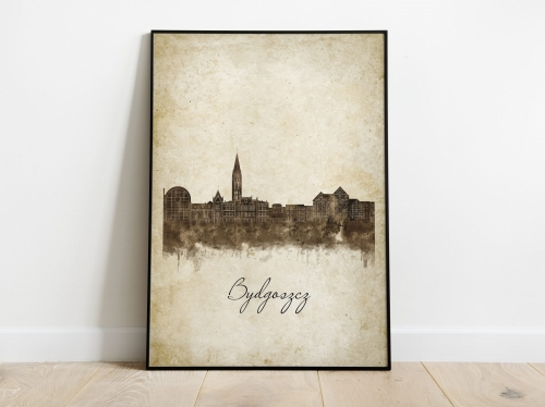 Plakat Skylines Bydgoszcz w stylu Vintage- Pionowy