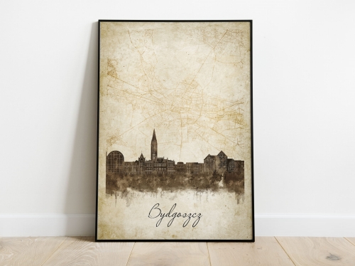 Plakat Skylines Bydgoszcz w stylu Vintage- Pionowy