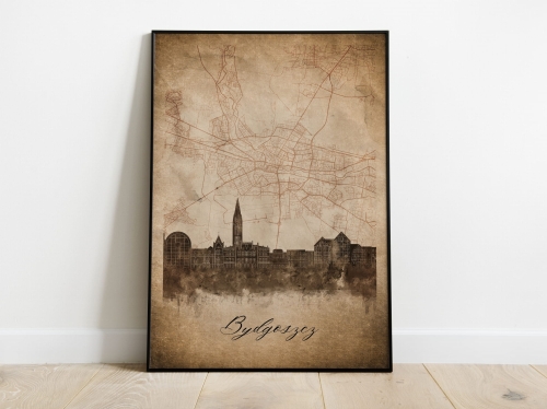 Plakat Skylines Bydgoszcz w stylu Vintage- Pionowy