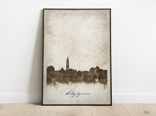 Plakat Skylines Bydgoszcz w stylu Vintage- Pionowy