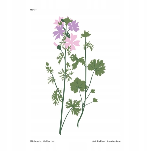 Plakat botaniczny kwiaty rośliny natura