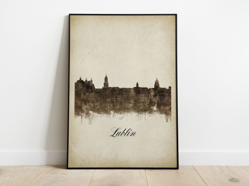 Plakat Skylines Lublin w stylu Vintage- Pionowy, Styl akwarelowy