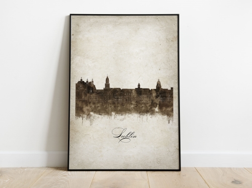 Plakat Skylines Lublin w stylu Vintage- Pionowy, Styl akwarelowy