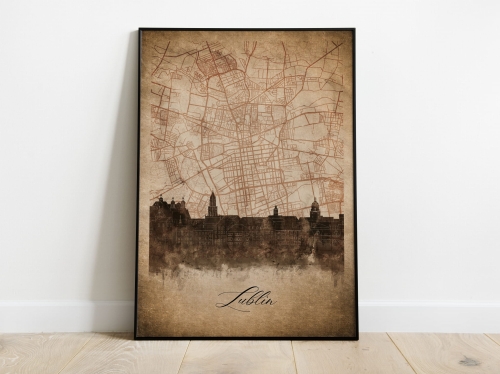 Plakat Skylines Lublin w stylu Vintage- Pionowy, Styl akwarelowy