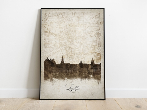 Plakat Skylines Lublin w stylu Vintage- Pionowy, Styl akwarelowy