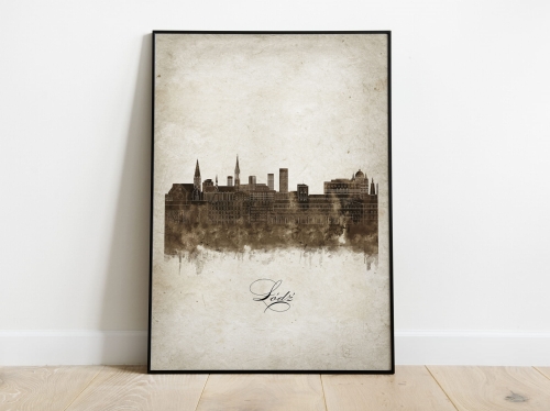 Plakat Skylines Łódź w stylu Vintage- Pionowy, Styl akwarelowy