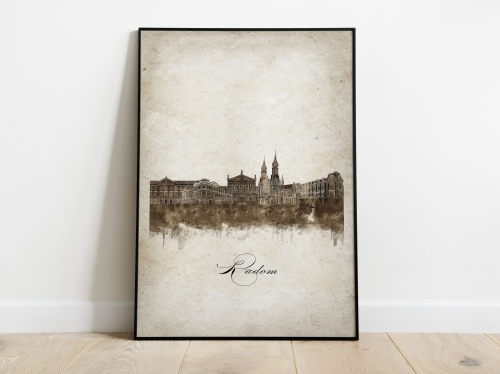 Plakat Skylines Radom w stylu Vintage- Pionowy, Styl akwarelowy