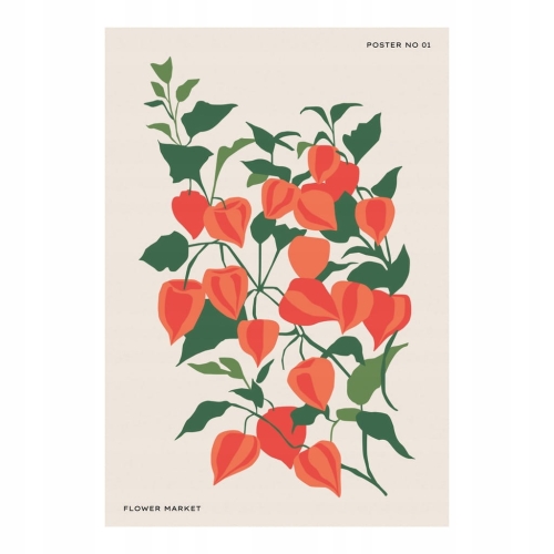 Plakat botaniczny kwiaty rośliny natura