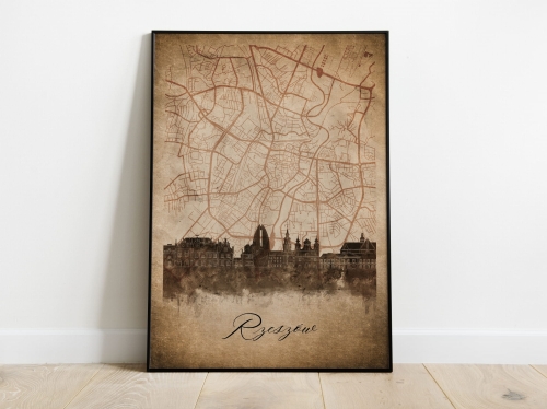 Plakat Skylines Rzeszów w stylu Vintage- Pionowy