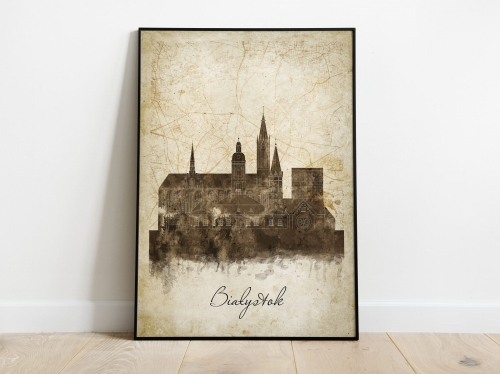 Plakat Skylines Białystok w stylu Vintage- Pionowy, Styl akwarelowy
