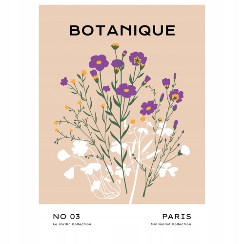 Plakat botaniczny kwiaty rośliny natura