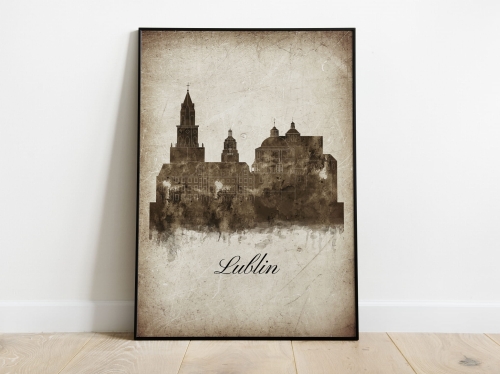 Plakat Skylines Lublin w stylu Vintage- Pionowy, Styl akwarelowy