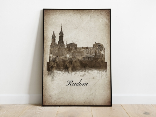 Plakat Skylines Radom w stylu Vintage- Pionowy, Styl akwarelowy