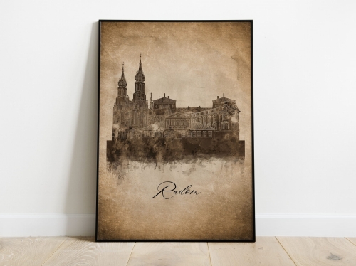 Plakat Skylines Radom w stylu Vintage- Pionowy, Styl akwarelowy