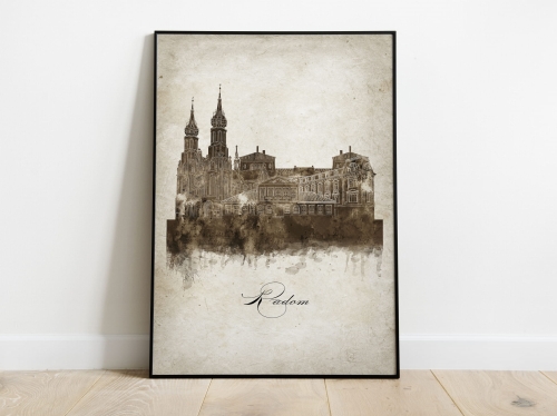 Plakat Skylines Radom w stylu Vintage- Pionowy, Styl akwarelowy