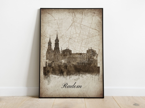 Plakat Skylines Radom w stylu Vintage- Pionowy, Styl akwarelowy