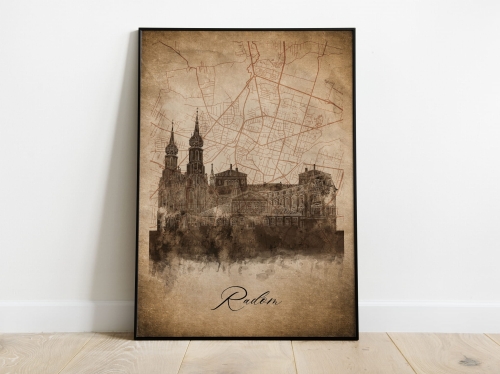 Plakat Skylines Radom w stylu Vintage- Pionowy, Styl akwarelowy