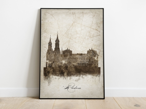 Plakat Skylines Radom w stylu Vintage- Pionowy, Styl akwarelowy